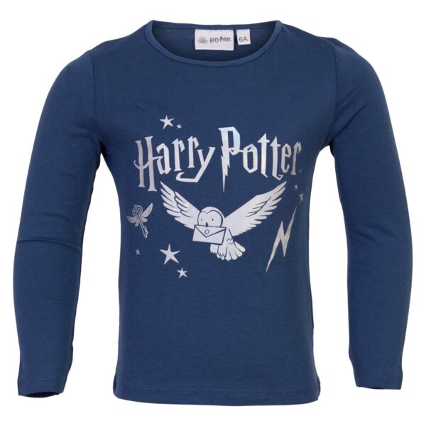 Køb Harry Potter - Børne langærmet t-shirt - Blå - Str. 116 online billigt tilbud rabat tøj