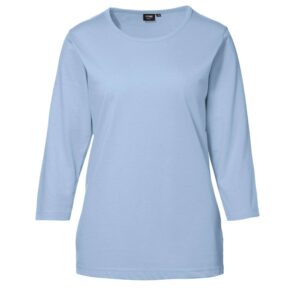 Køb ID - Dame t-shirt m. 3/4 ærmer - Lyseblå - Str. L online billigt tilbud rabat tøj