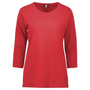 Køb ID - Dame t-shirt m. 3/4 ærmer - Rød - Str. 3XL online billigt tilbud rabat tøj