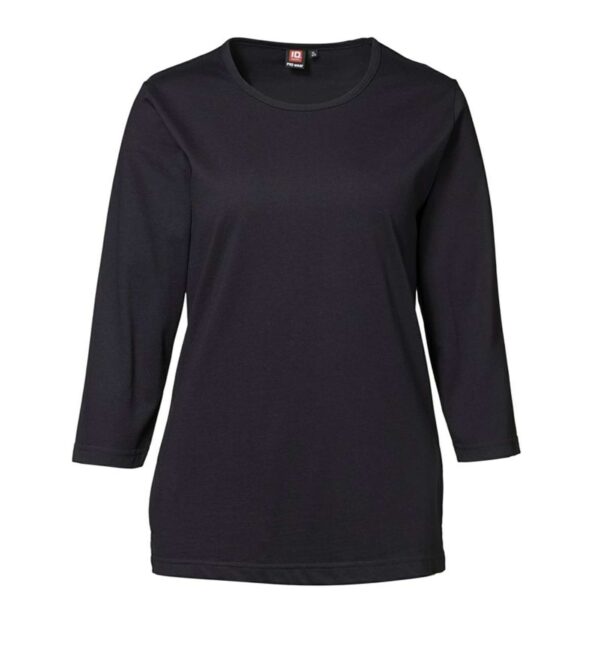 Køb ID - Dame t-shirt m. 3/4 ærmer - Sort - Str. 3XL online billigt tilbud rabat tøj