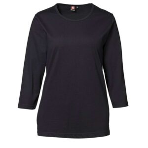 Køb ID - Dame t-shirt m. 3/4 ærmer - Sort - Str. L online billigt tilbud rabat tøj