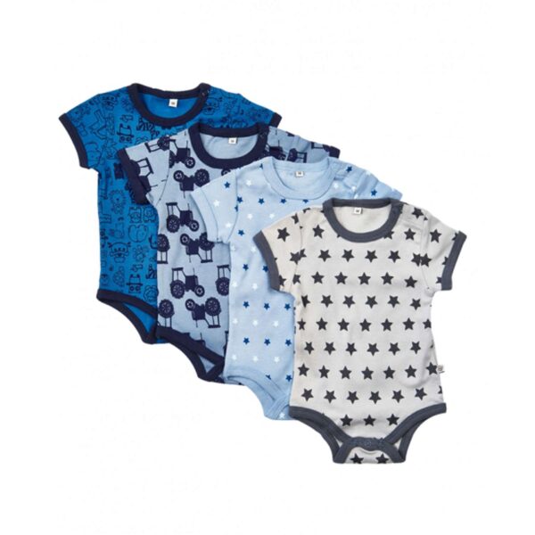 Køb Pippi - Baby kortærmet body 4-pak - Blå - Str. 50 online billigt tilbud rabat tøj
