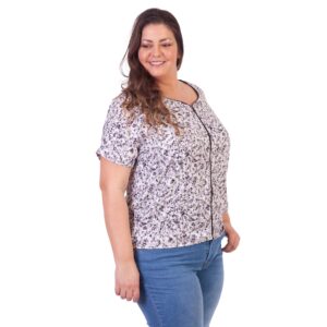 Køb ZbyZ - Dame plus size bluse - Grå - Str. 50/52 online billigt tilbud rabat tøj