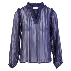 Køb ZbyZ - plus size langærmet mesh bluse - Navy - Str. 42/44 online billigt tilbud rabat tøj