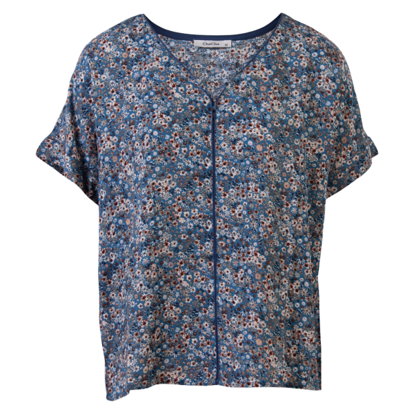 Køb ChaCha Dame Bluse - Blue Flower - S online billigt tilbud rabat tøj