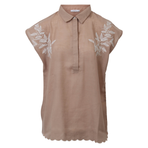 Køb ChaCha Dame Kortærmet skjorte - Beige - S online billigt tilbud rabat tøj