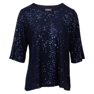 Køb ChaCha Paillet Dame Bluse - Navy - S online billigt tilbud rabat tøj