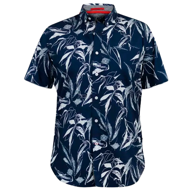 Køb D5555 Finley Herre Kortærmet skjorte - Navy - 4XL online billigt tilbud rabat tøj