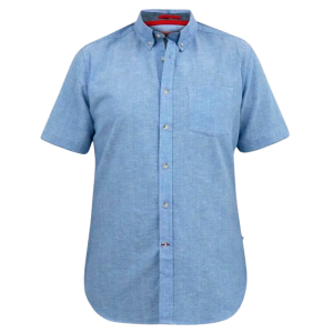 Køb D5555 Hazelwood Herre Kortærmet skjorte i hørmix - Blue - 3XL online billigt tilbud rabat tøj