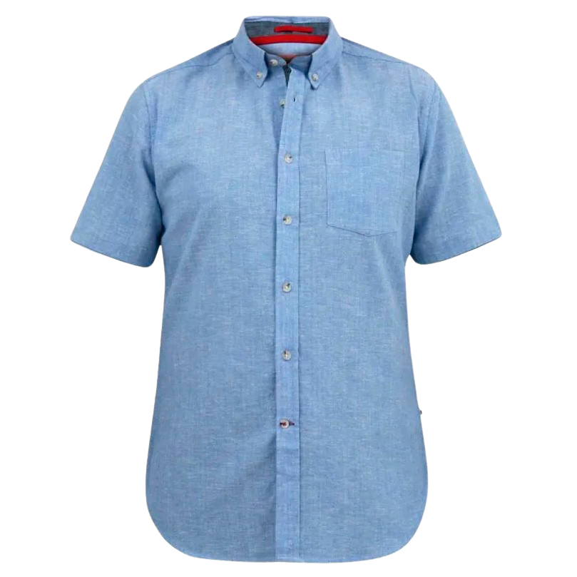 Køb D5555 Hazelwood Herre Kortærmet skjorte i hørmix - Blue - 3XL online billigt tilbud rabat tøj