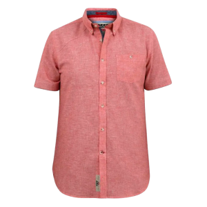 Køb D5555 Hazelwood Herre Kortærmet skjorte i hørmix - Salmon - 3XL online billigt tilbud rabat tøj