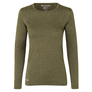 Køb GEYSER by ID GEYSER Dame Langærmet t-shirt - Oliven melange - XS online billigt tilbud rabat tøj