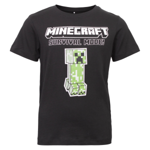 Køb Guppy Minecraft Drenge T-shirt - Black/Big Print - 122/128 online billigt tilbud rabat tøj