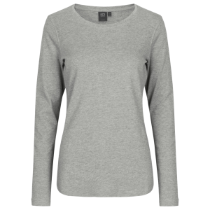 Køb ID Interlock Dame Langærmet t-shirt - Grå Melange - S online billigt tilbud rabat tøj