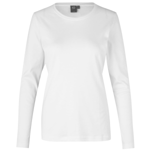 Køb ID Interlock Dame Langærmet t-shirt - Hvid - 4XL online billigt tilbud rabat tøj