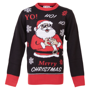 Køb Jule Børne Striktrøje - Sort - 11/12 online billigt tilbud rabat tøj