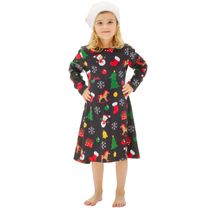 Køb Jule Pige Kjole i økologisk bomuld - Black - 11-12Y online billigt tilbud rabat tøj