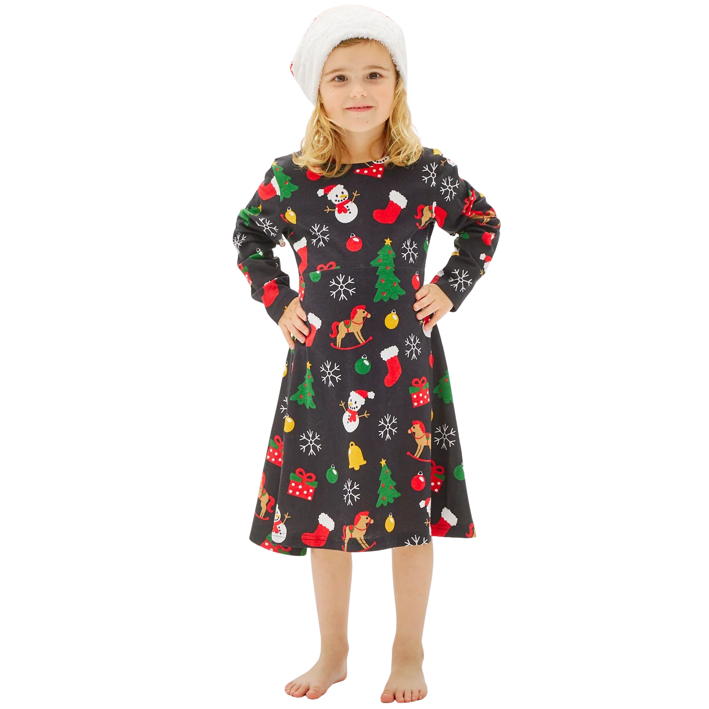 Køb Jule Pige Kjole i økologisk bomuld - Black - 11-12Y online billigt tilbud rabat tøj