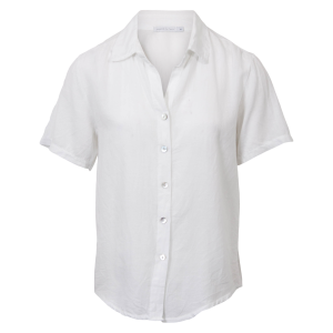 Køb Leonora Dame Kortærmet skjorte i hørmix - Bright White - XS online billigt tilbud rabat tøj