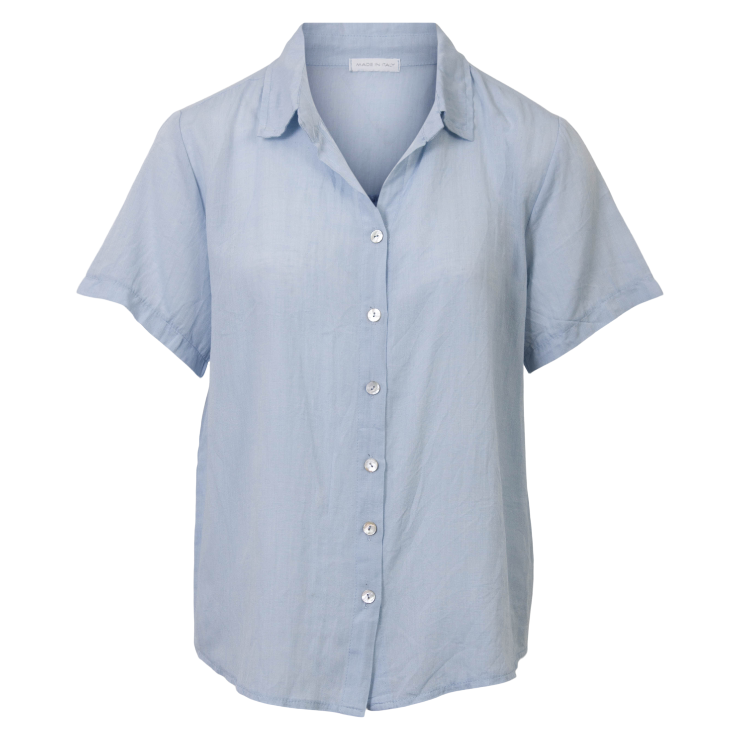 Køb Leonora Dame Kortærmet skjorte i hørmix - Heavenly Blue - 44 online billigt tilbud rabat tøj