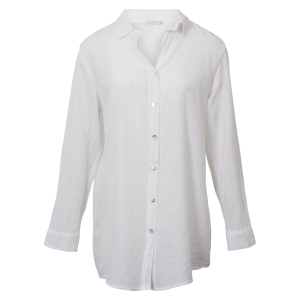 Køb Leonora Dame Skjorte i hørmix - Bright White - M online billigt tilbud rabat tøj