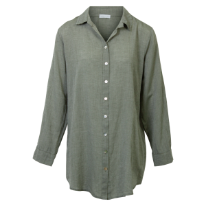 Køb Leonora Dame Skjorte i hørmix - Green - 44 online billigt tilbud rabat tøj