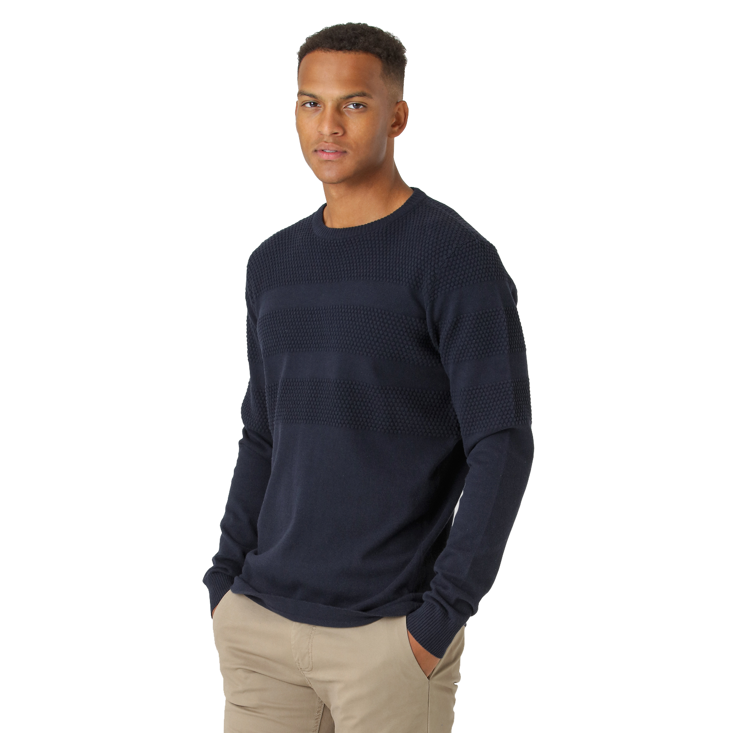 Køb Marcus Affleck Herre Striktrøje - Dark Navy - XL online billigt tilbud rabat tøj