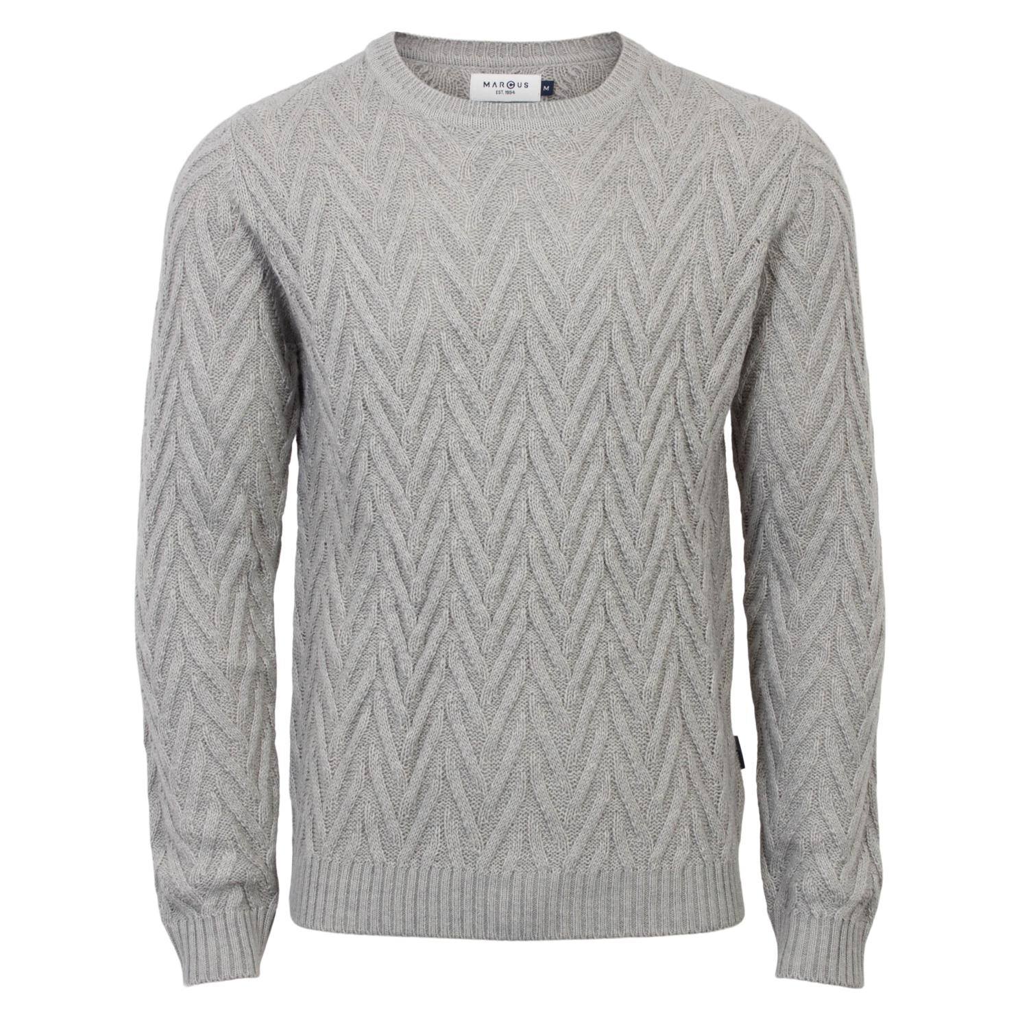 Køb Marcus Richie Herre Striktrøje i uldmix - Lt.grey mix - M online billigt tilbud rabat tøj