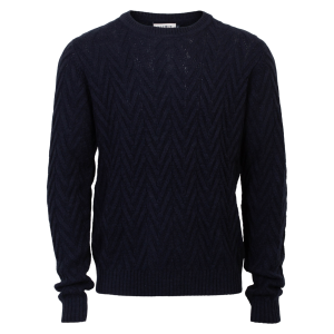 Køb Marcus Richie Herre Striktrøje i uldmix - Night Navy - S online billigt tilbud rabat tøj