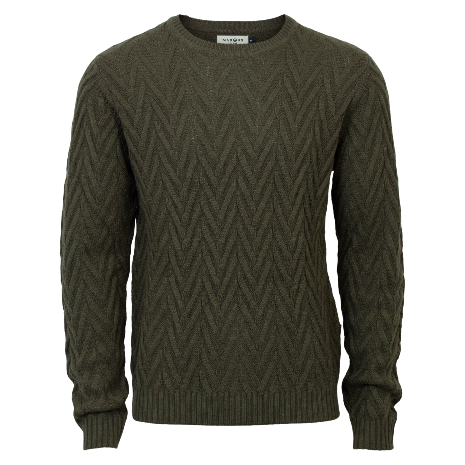 Køb Marcus Richie Herre Striktrøje i uldmix - Olive Green Mix - S online billigt tilbud rabat tøj