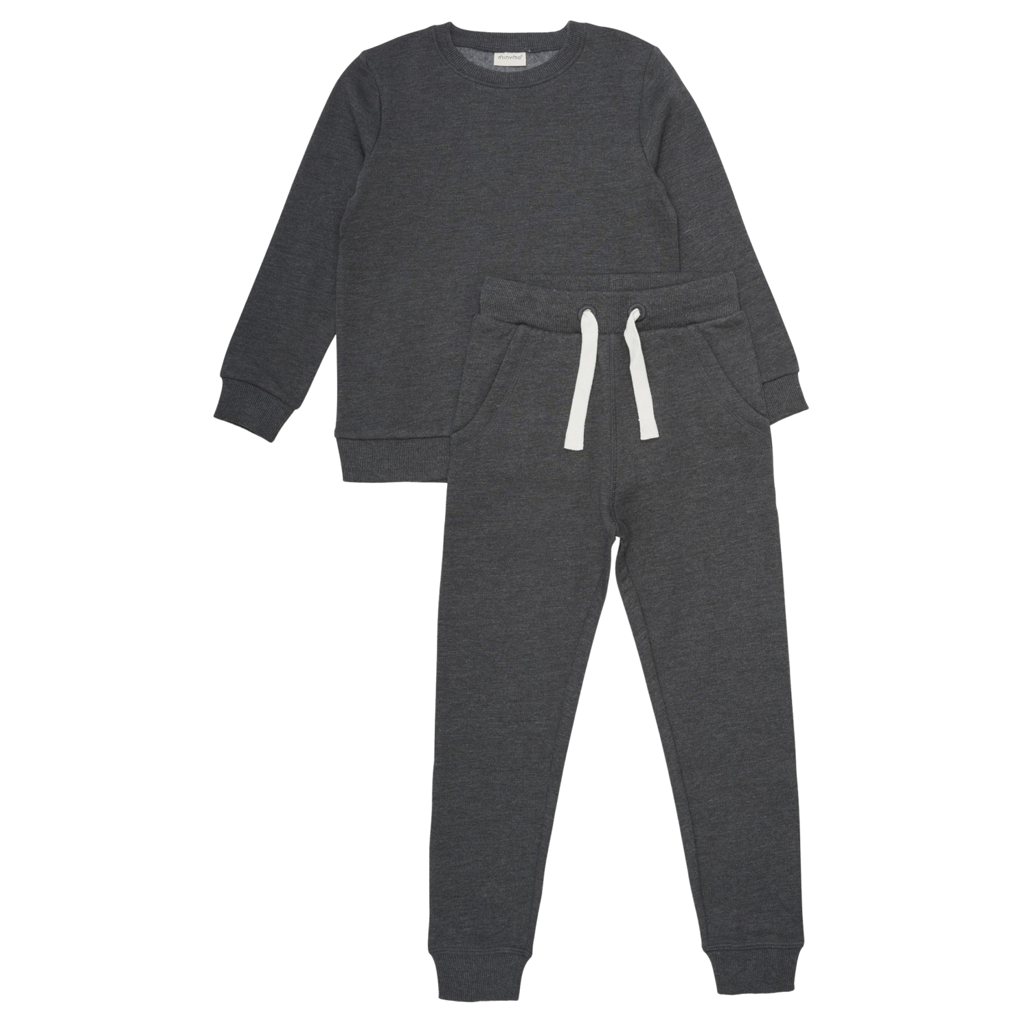 Køb Minymo Børne Sweatsæt - Dark Grey Melange - 98 online billigt tilbud rabat tøj