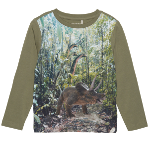 Køb Minymo Dinosaur Drenge Langærmet t-shirt - Deep Lichen Green - 110 online billigt tilbud rabat tøj
