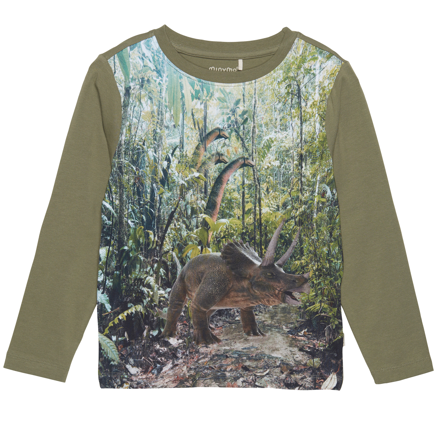 Køb Minymo Dinosaur Drenge Langærmet t-shirt - Deep Lichen Green - 110 online billigt tilbud rabat tøj