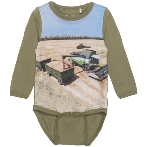 Køb Minymo Mejetærsker Baby Body i økologisk bomuld - Deep Lichen Green - 68 online billigt tilbud rabat tøj