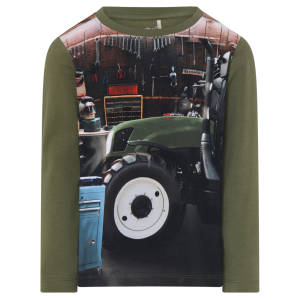 Køb Minymo Traktor Drenge Langærmet t-shirt i økologisk bomuld - Olivine - 86 online billigt tilbud rabat tøj