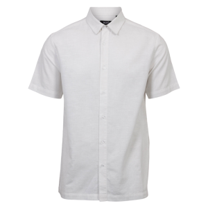 Køb Nero Marco Herre Kortærmet skjorte i hørmix - Bright White - L online billigt tilbud rabat tøj