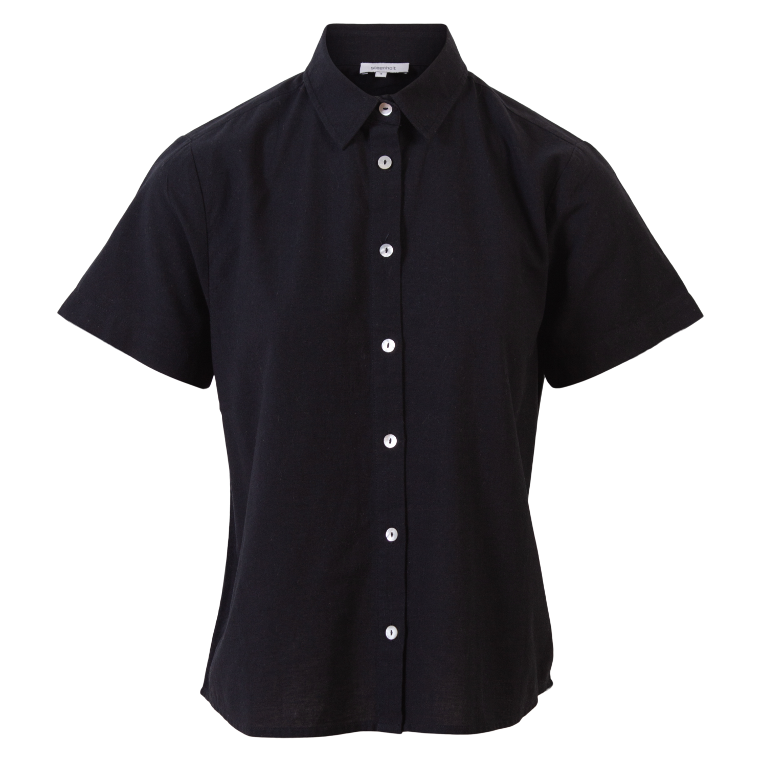 Køb Steenholt Linett Dame Kortærmet skjorte i hørmix - Black - S online billigt tilbud rabat tøj