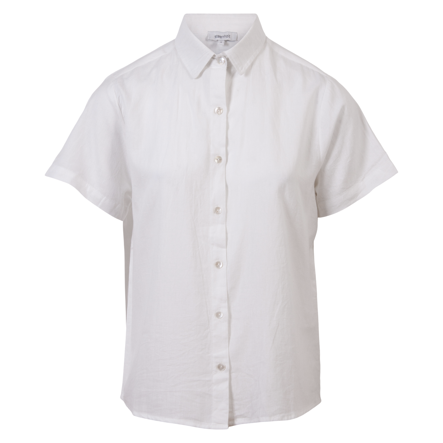 Køb Steenholt Linett Dame Kortærmet skjorte i hørmix - Bright White - S online billigt tilbud rabat tøj