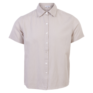 Køb Steenholt Linett Dame Kortærmet skjorte i hørmix - Sand - 46 online billigt tilbud rabat tøj