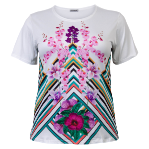 Køb Yue Sheng Dame T-shirt - Lilla Blomst - 2XL/3XL online billigt tilbud rabat tøj
