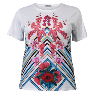 Køb Yue Sheng Dame T-shirt - Rød Blomst - L/XL online billigt tilbud rabat tøj